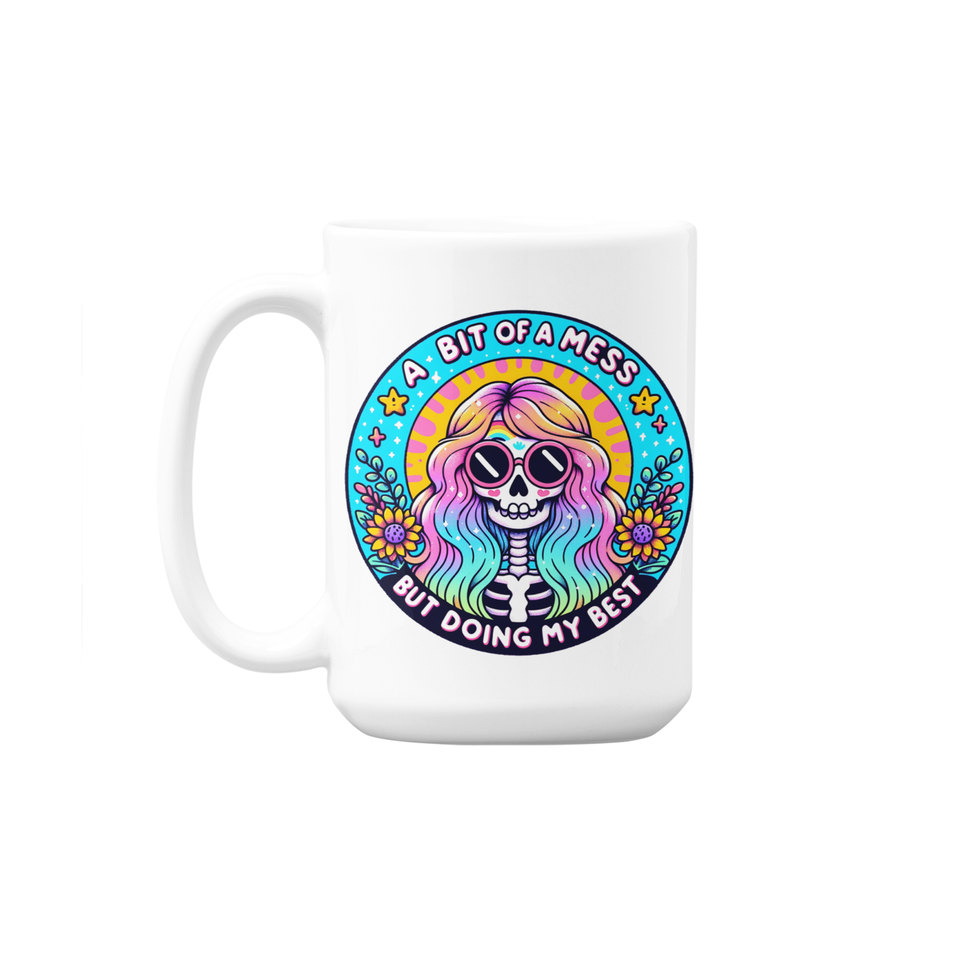 Funny 15oz. Ceramic mug “Bit of a Mess but Doing My Best” - Funnytwist.com