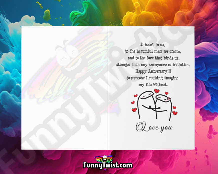 Funny Card Couple Anniversary "Even Though you get on My F* Nerves" - Funnytwist.com